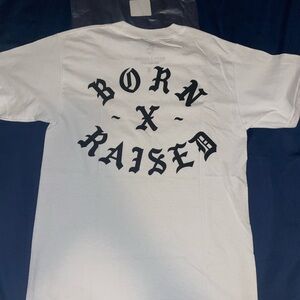 BORN X RAISED White Tee with Black Logo